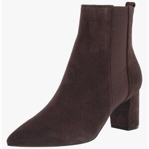 Calvin Klein Feli Dark Brown Ankle Boot Womens 5.5 Suede Bootie